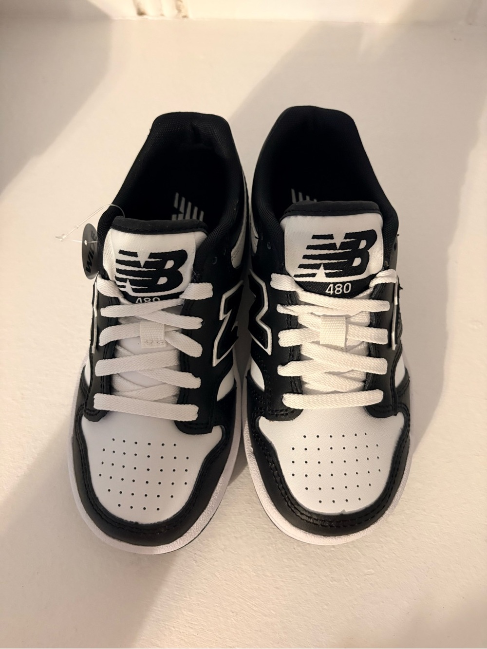 New Balance Kids 480 Black and White Low-Top Sneakers